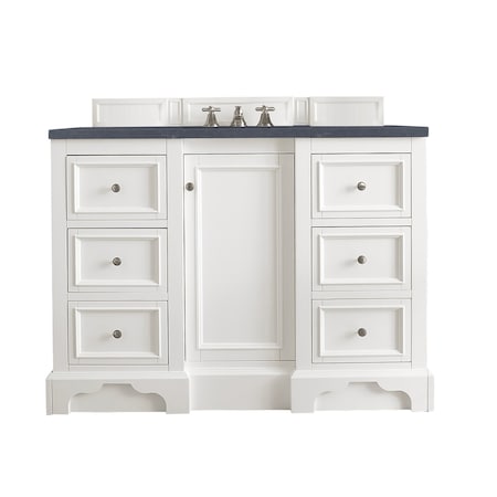 James Martin Vanities De Soto 48in Single Vanity, Bright White w/ 3 CM Charcoal Soapstone Quartz Top 825-V48-BW-3CSP